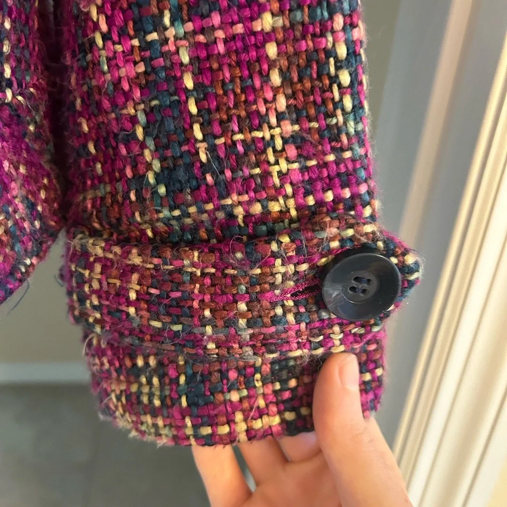 Denim Lab tweed multicolor button down lined size small long sleeve suit jacket - Picture 5 of 7